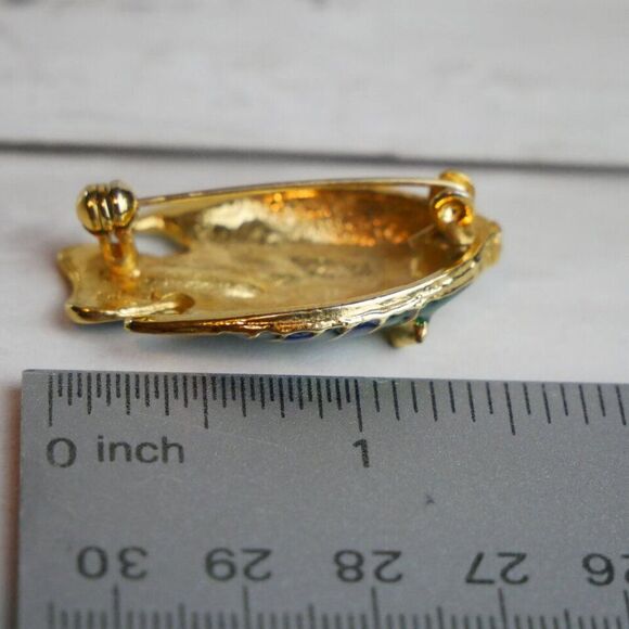 Vintage Enamel Rhinestones Tropical Fish Brooch Pin Metal - Picture 5 of 7